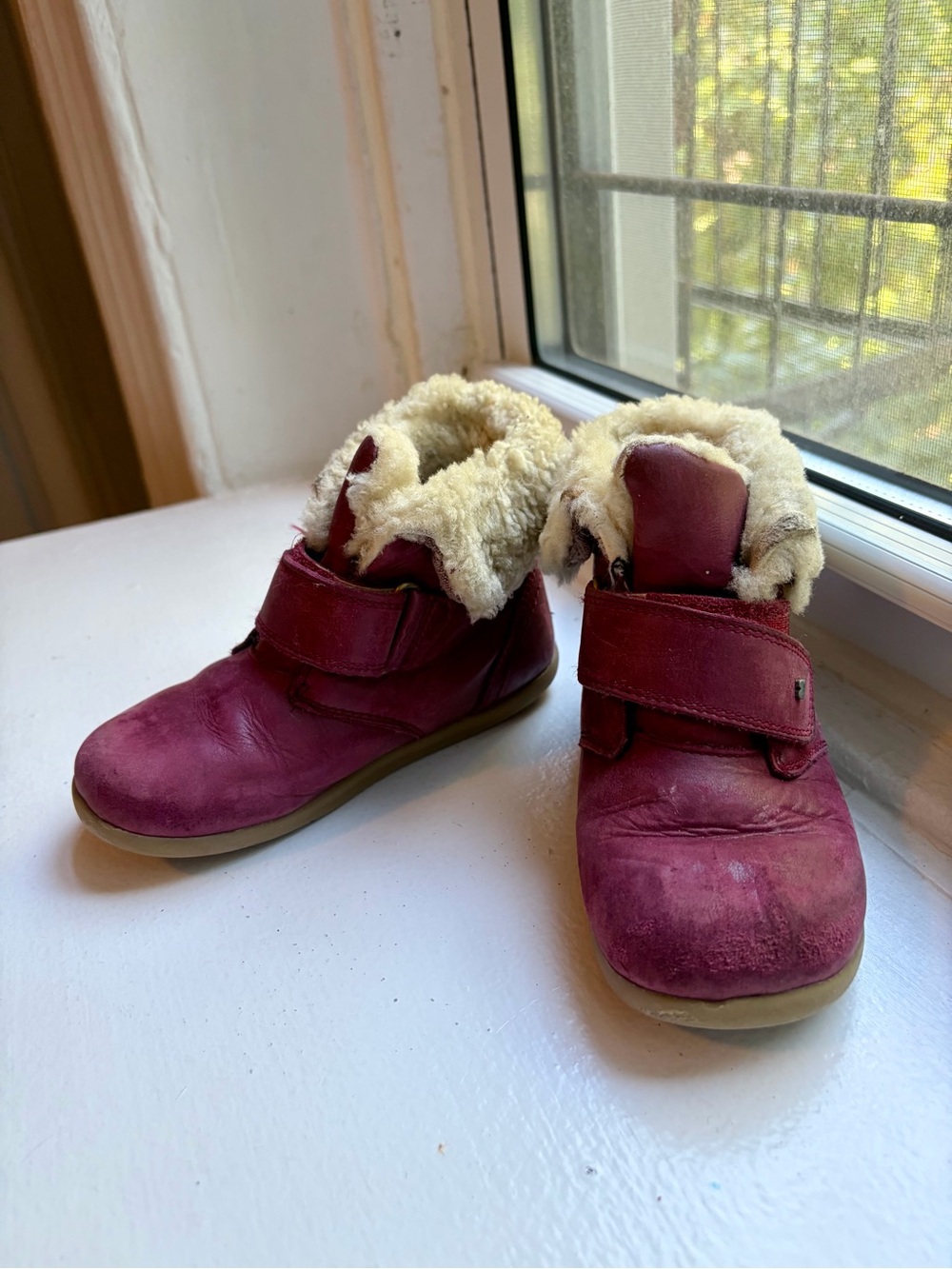 Bobux Kids Burgundy Faux-Shearling Lined Boots